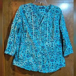 Basic Editions Blue Floral Women's Top XL
